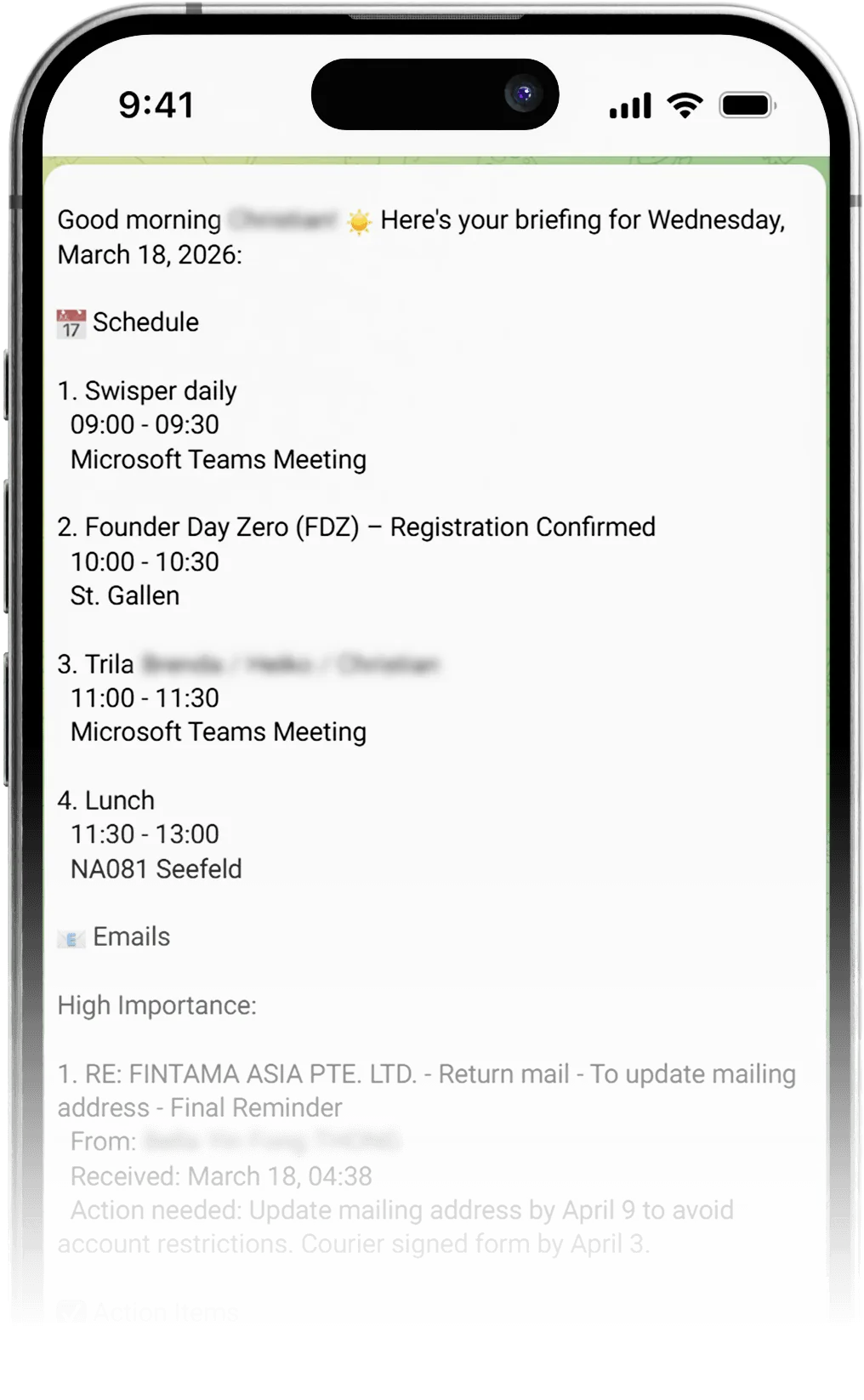 Morning Briefing on iPhone