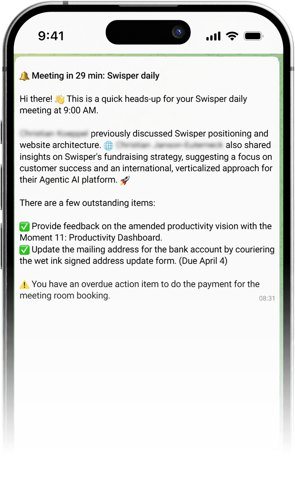 Pre-Meeting on iPhone