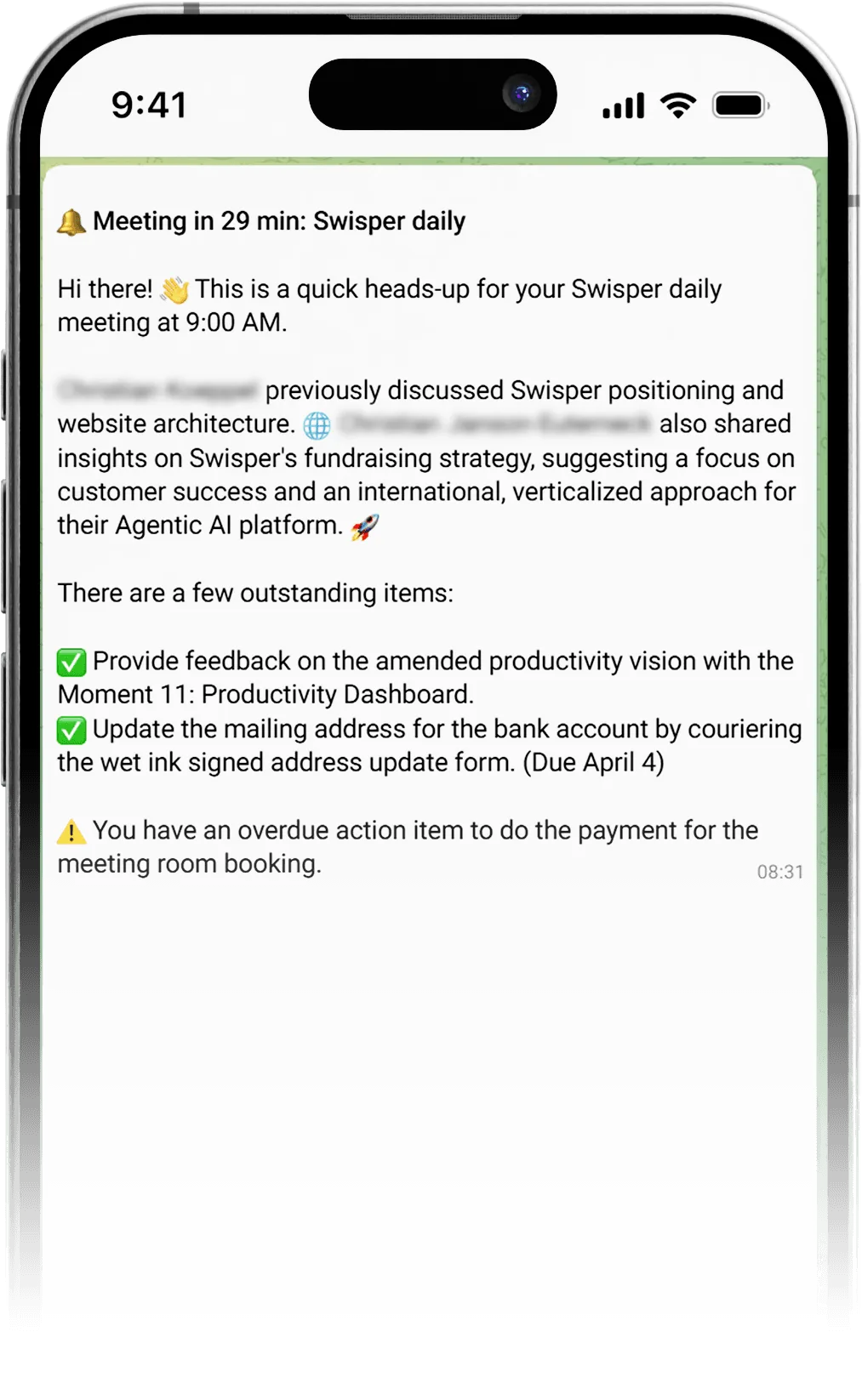 Pre-Meeting on iPhone